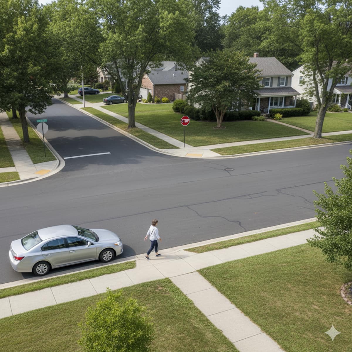 unmarked crosswalk yield scenario at an intersection