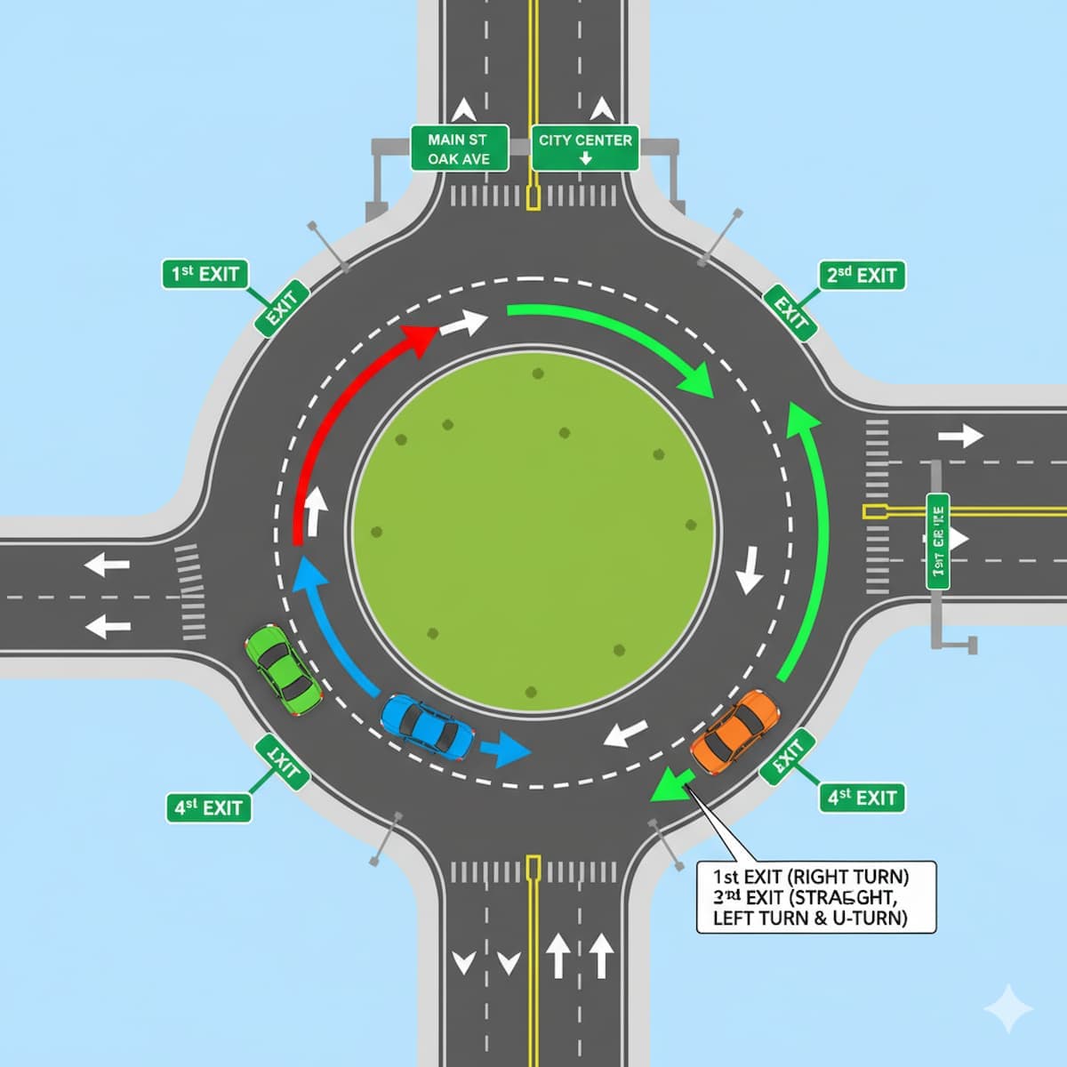 choose lane for correct roundabout exit diagram