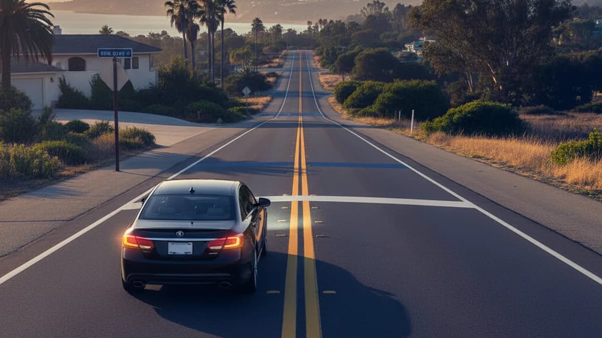 left turn across double yellow into a driveway in California