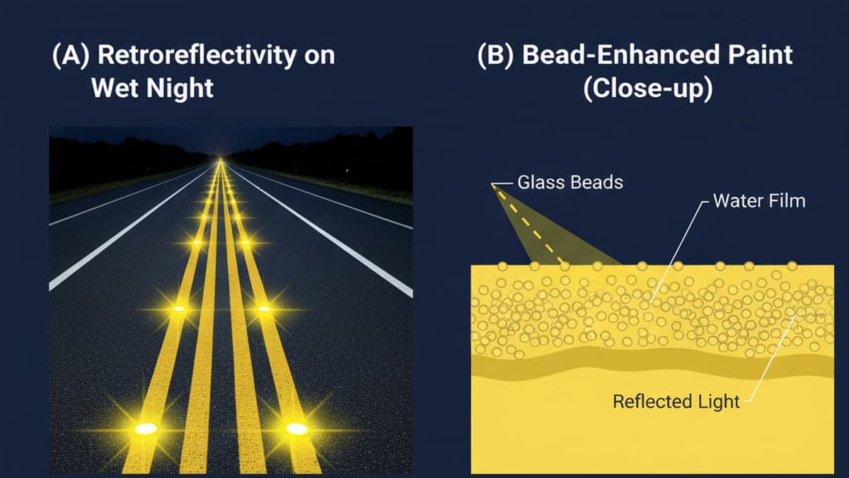 nighttime reflectivity on painted median double-double lines