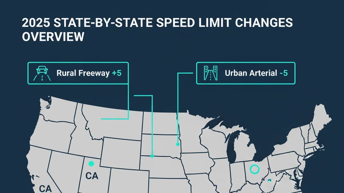 2025 U.S. map highlighting state speed limit changes and new VSL segments
