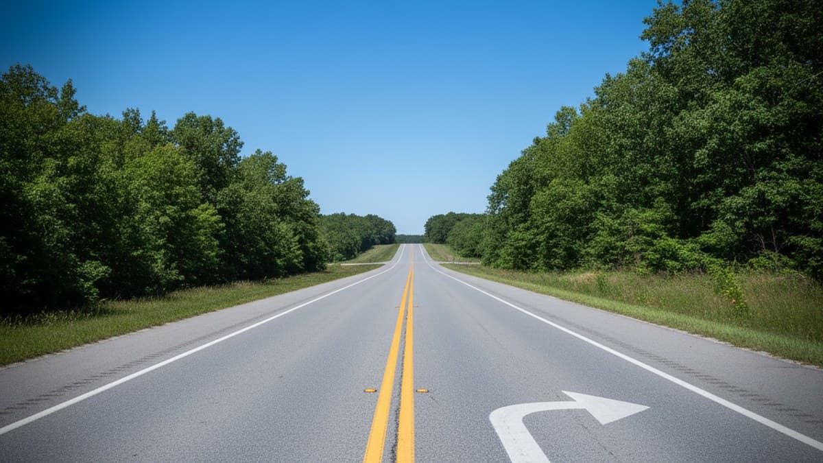 legal U-turn across double yellow with clear visibility
