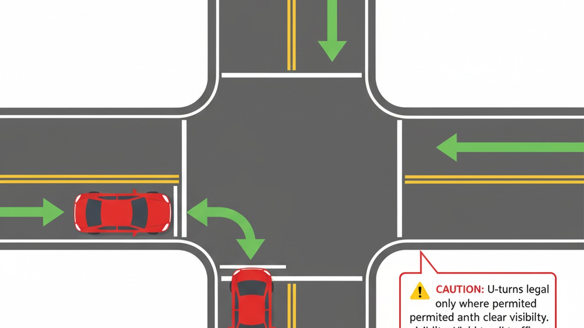 U-turn legality in Florida with required sight distance and yield to traffic