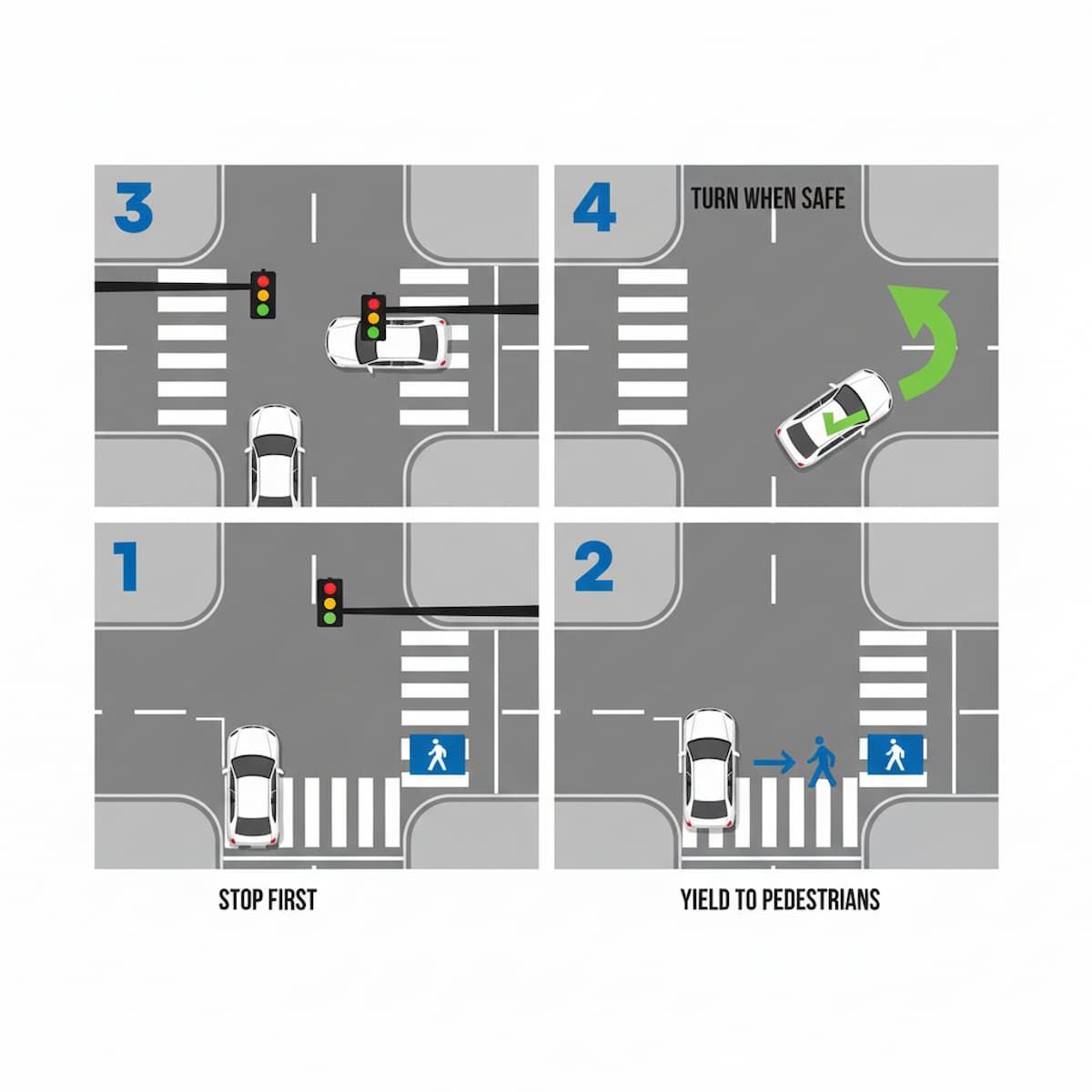 Massachusetts right turn on red after complete stop yielding to pedestrians and traffic