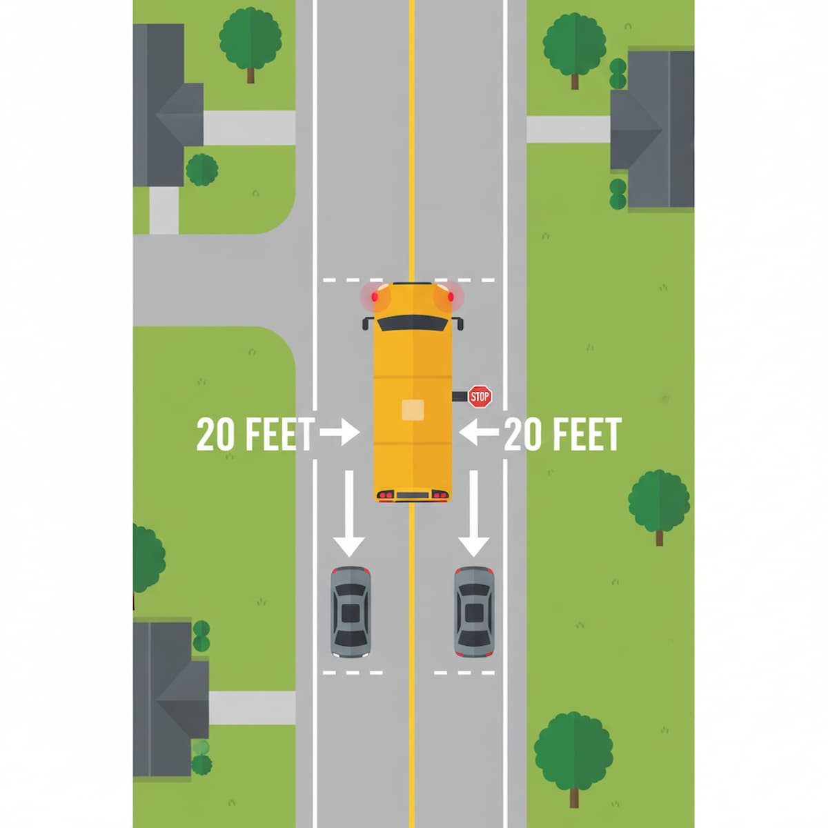 Wisconsin school bus stop law requiring both directions to stop 20 feet from bus on undivided roads