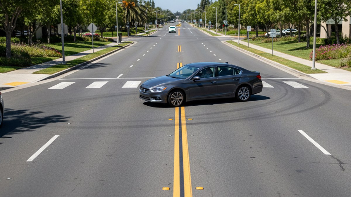 Legal U-turn across a double yellow with clear sight distance